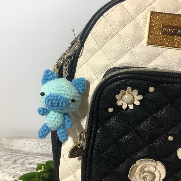 NEW Hand-Knitted Pink Dog Keychain. Handbag or Backpack adornment 💗 - Picture 5 of 6